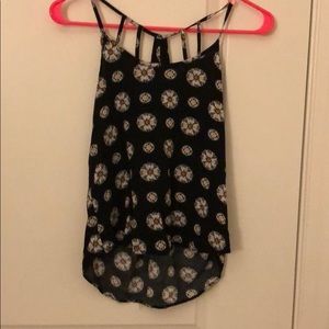 black with white and pink flowers. tank top